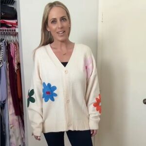 Cream Floral Women's Sweater